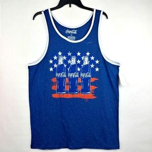 Coca Cola Men's Graphic Tank Heather Blue Size Large